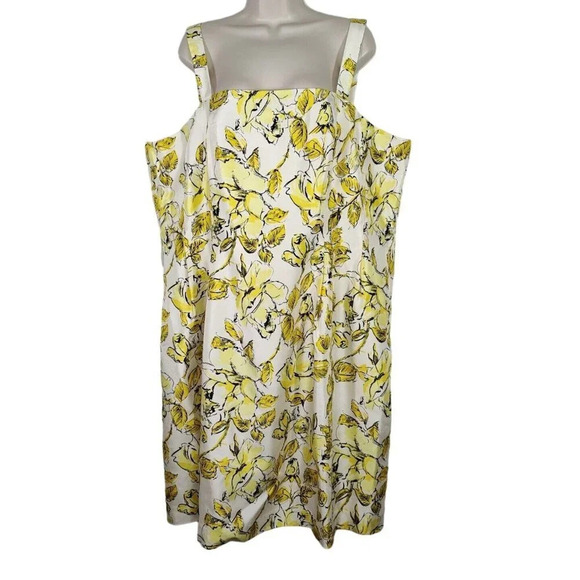 Jessica Howard Yellow White Floral Sundress Pleated Dress Women Plus Size 22W - Picture 1 of 7